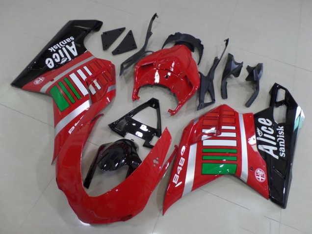 Alice & Verde Carenagem Moto Ducati 848 1098 1198 07-14 Alice & Verde Carenagem Moto Ducati 848 1098 1198 07-14