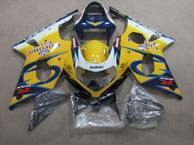 Amarelo Azul Corona Extra Carenagem Moto Suzuki GSXR 1000 K1 00-02