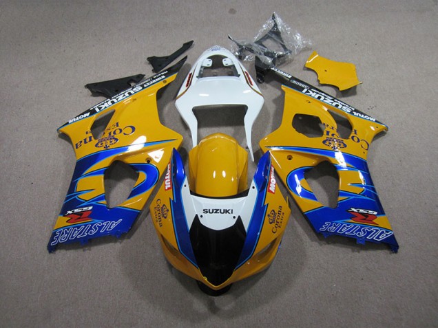 Amarelo Azul Corona Extra Carenagem Moto Suzuki GSXR 1000 K3 03-04 Amarelo Azul Corona Extra Carenagem Moto Suzuki GSXR 1000 K3 03-04