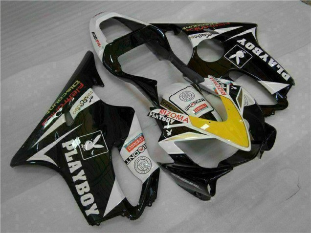 Amarelo Prata Preto Playboy Carenagem Moto Honda CBR 600 F4i 01-03 Amarelo Prata Preto Playboy Carenagem Moto Honda CBR 600 F4i 01-03
