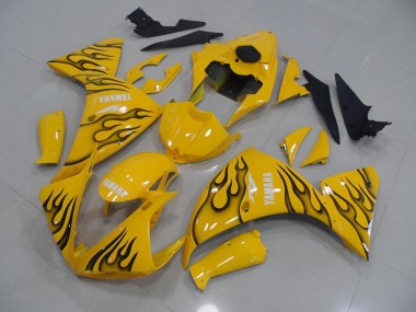 Amarelo Preto Chama Carenagem Moto Yamaha R1 09-11