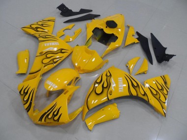 Amarelo Preto Chama Carenagem Moto Yamaha R1 12-14