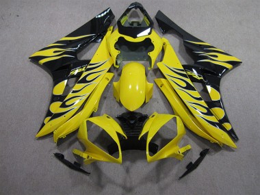 Amarelo Preto Chama Carenagem Moto Yamaha R6 06-07