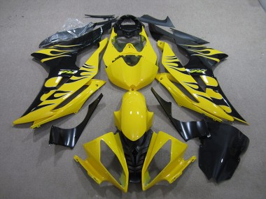Amarelo Preto Chama Carenagem Moto Yamaha R6 08-16
