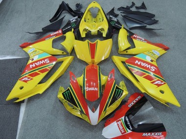 Amarelo Vermelho Swan Carenagem Moto Yamaha R1 07-08