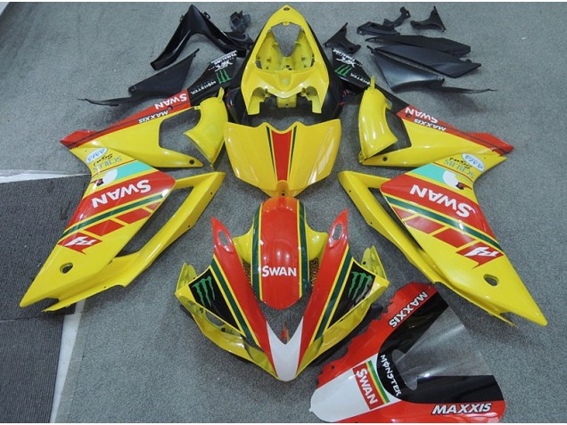 Amarelo Vermelho Swan Carenagem Moto Yamaha R1 07-08 Amarelo Vermelho Swan Carenagem Moto Yamaha R1 07-08