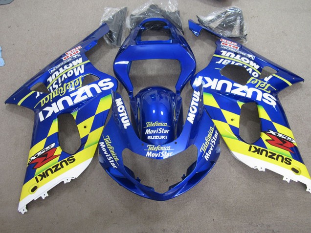 Azul Amarelo Telefumia Movistar Carenagem Moto Suzuki GSXR 600 K1 K2 K3 01-03 Azul Amarelo Telefumia Movistar Carenagem Moto Suzuki GSXR 600 K1 K2 K3 01-03