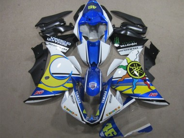 Azul Branco Amarelo 46 Carenagem Moto Yamaha R1 12-14
