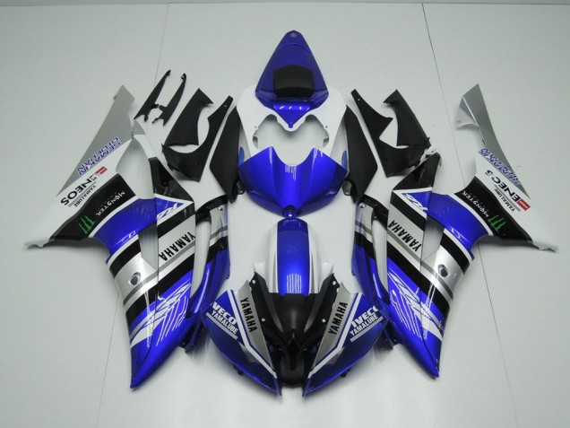 Azul Branco ENEOS Monster Carenagem Moto Yamaha R6 17-23 Azul Branco ENEOS Monster Carenagem Moto Yamaha R6 17-23