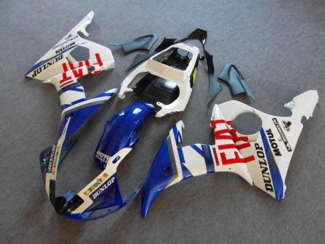 Azul Branco Fiat Carenagem Moto Yamaha R6 03-05 Azul Branco Fiat Carenagem Moto Yamaha R6 03-05