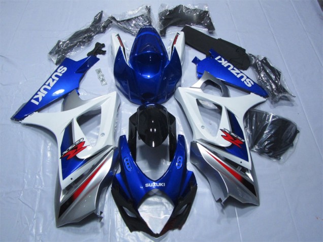 Azul Branco Kit Carenagem Moto Suzuki GSXR 1000 K7 07-08 Azul Branco Kit Carenagem Moto Suzuki GSXR 1000 K7 07-08