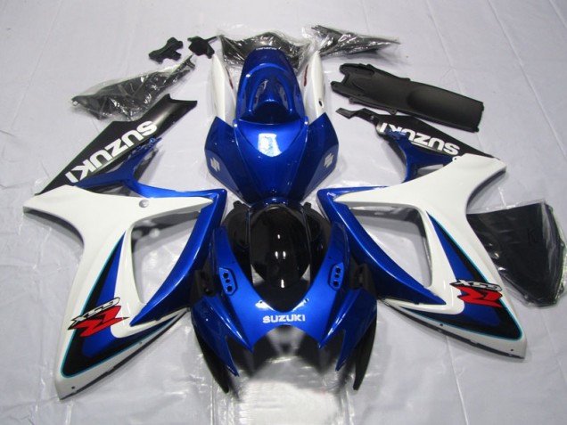 Azul Branco Kit Carenagem Moto Suzuki GSXR 600 K6 06-07 Azul Branco Kit Carenagem Moto Suzuki GSXR 600 K6 06-07