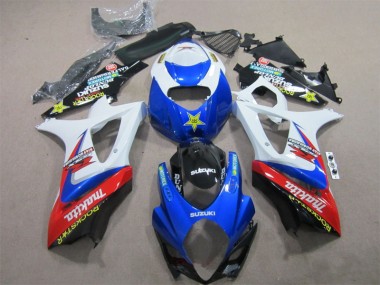Azul Branco Rockstar Carenagem Moto Suzuki GSXR 1000 K7 07-08