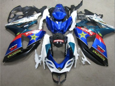 Azul Branco Rockstar Carenagem Moto Suzuki GSXR 1000 K9 09-16