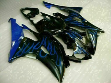 Azul Chama Preto Carenagem Moto Yamaha R6 08-16