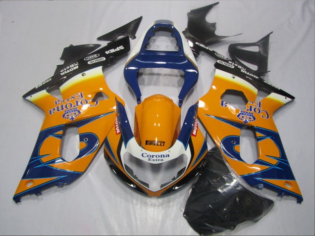 Azul Laranja Corona Extra Carenagem Moto Suzuki GSXR 600 K1 K2 K3 01-03 Azul Laranja Corona Extra Carenagem Moto Suzuki GSXR 600 K1 K2 K3 01-03