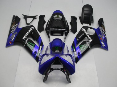 Azul Monster Carenagem Moto Kawasaki ZX6R 03-04