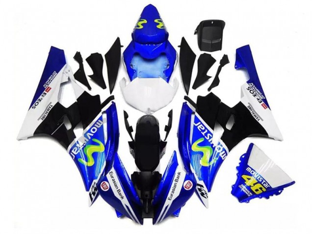 Azul Preto Branco Carenagem Moto Yamaha R6 06-07 Azul Preto Branco Carenagem Moto Yamaha R6 06-07