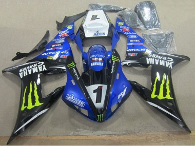 Azul Preto Graves 1 Carenagem Moto Yamaha R1 02-03
