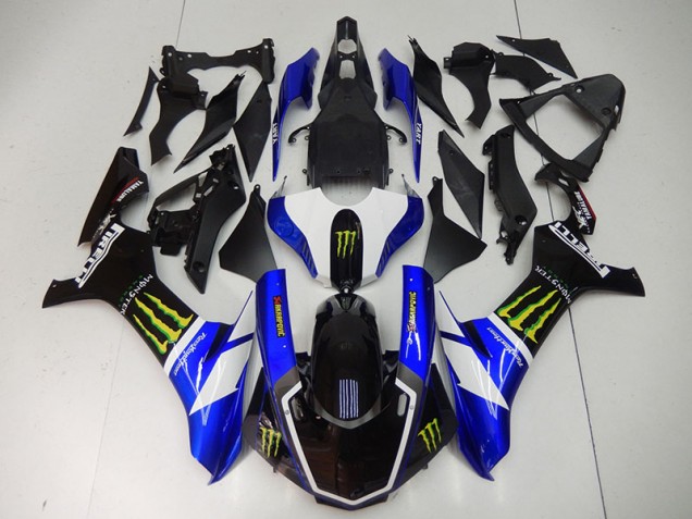 Azul Preto Monster Carenagem Moto Yamaha R1 15-19 Azul Preto Monster Carenagem Moto Yamaha R1 15-19