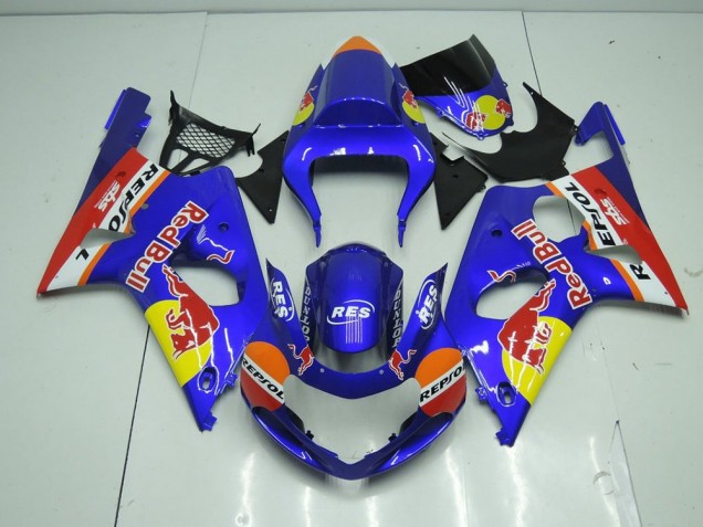 Azul Red Bull Carenagem Moto Suzuki GSXR 1000 K1 00-02 Azul Red Bull Carenagem Moto Suzuki GSXR 1000 K1 00-02