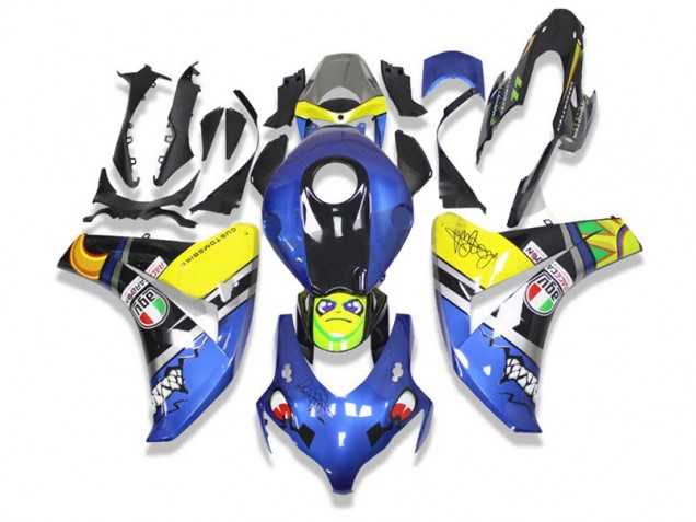 Azul Tubarão Carenagem Moto Honda CBR 600RR 09-12 Azul Tubarão Carenagem Moto Honda CBR 600RR 09-12