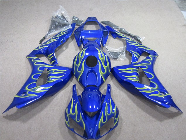 Azul Verde Chama Carenagem Moto Honda CBR 1000RR 06-07 Azul Verde Chama Carenagem Moto Honda CBR 1000RR 06-07