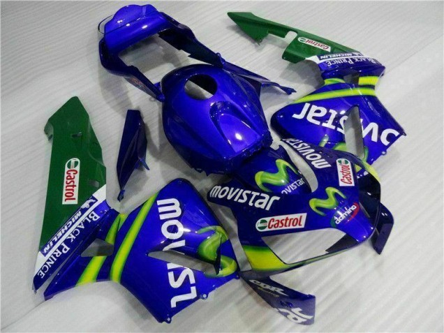 Azul Verde Movistar Castrol Carenagem Moto Honda CBR 600RR 03-04 Azul Verde Movistar Castrol Carenagem Moto Honda CBR 600RR 03-04