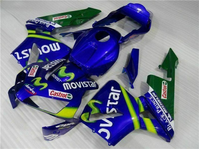 Azul Verde Movistar Castrol Carenagem Moto Honda CBR 600RR 03-04 Azul Verde Movistar Castrol Carenagem Moto Honda CBR 600RR 03-04
