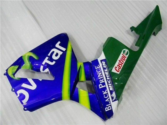 Azul Verde Movistar Castrol Carenagem Moto Honda CBR 600RR 03-04 Azul Verde Movistar Castrol Carenagem Moto Honda CBR 600RR 03-04