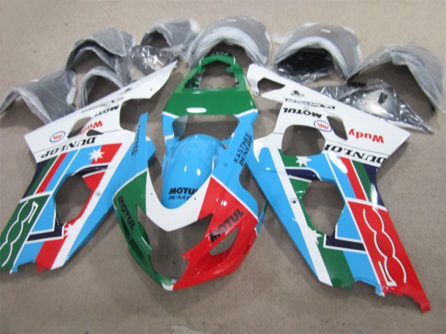 Azul Verde Vermelho Motul Carenagem Moto Suzuki GSXR 600 K4 04-05 Azul Verde Vermelho Motul Carenagem Moto Suzuki GSXR 600 K4 04-05
