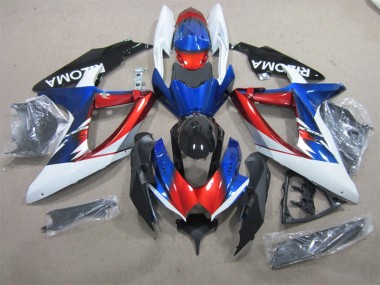 Azul Vermelho Branco Carenagem Moto Suzuki GSXR 600 K8 08-10