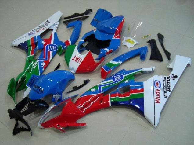 Azul Vermelho Branco Verde Carenagem Moto Yamaha R6 06-07 Azul Vermelho Branco Verde Carenagem Moto Yamaha R6 06-07