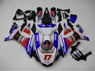 Azul Vermelho KGN 17 Carenagem Moto Yamaha R1 15-19