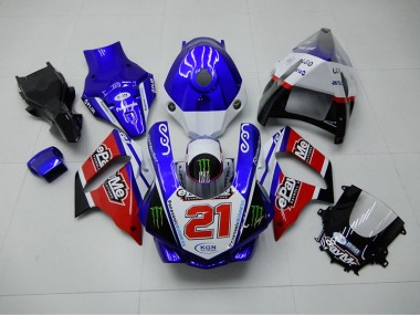 Azul Vermelho KGN 21 Carenagem Moto Yamaha R1 15-19
