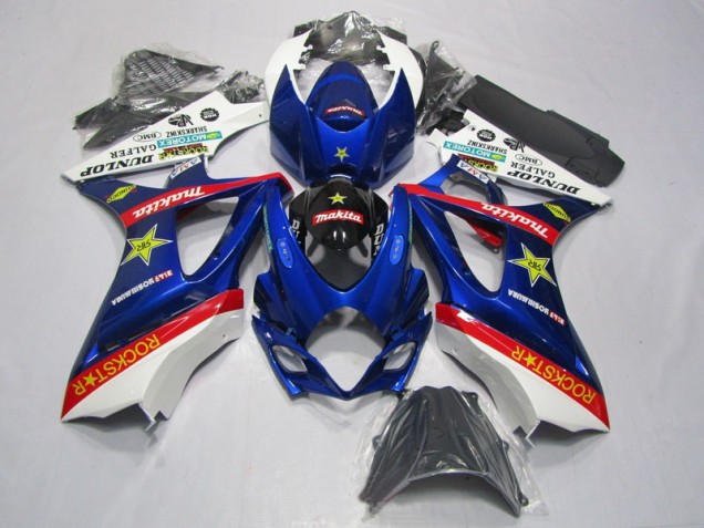 Azul Vermelho Rockstar Carenagem Moto Suzuki GSXR 1000 K7 07-08