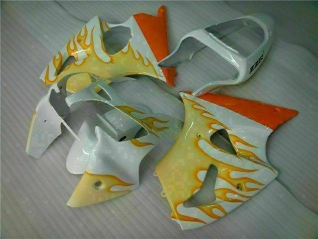 Branco Amarelo Chama Carenagem Moto Kawasaki ZX6R 00-02