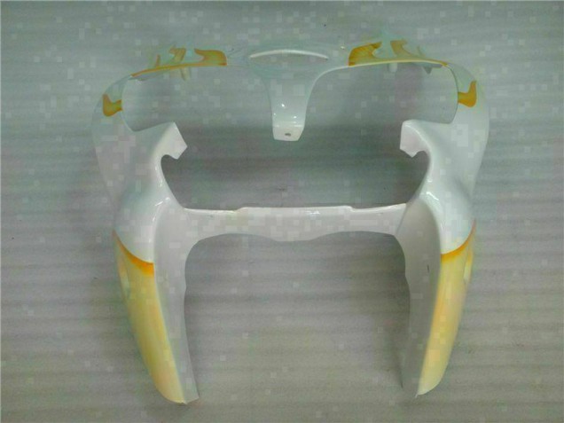 Branco Amarelo Chama Carenagem Moto Kawasaki ZX6R 00-02