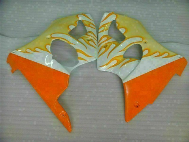 Branco Amarelo Chama Carenagem Moto Kawasaki ZX6R 00-02