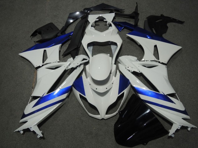 Branco Azul Carenagem Moto Kawasaki ZX6R 09-12 Branco Azul Carenagem Moto Kawasaki ZX6R 09-12
