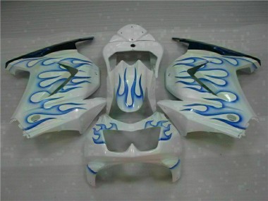 Branco Azul Chama Carenagem Moto Kawasaki EX250 08-12