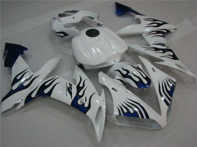 Branco Azul Chama Carenagem Moto Yamaha R1 04-06 Branco Azul Chama Carenagem Moto Yamaha R1 04-06
