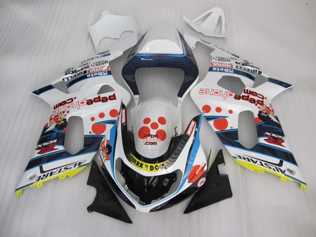 Branco Azul Dark Dog Carenagem Moto Suzuki GSXR 600 K1 K2 K3 01-03 Branco Azul Dark Dog Carenagem Moto Suzuki GSXR 600 K1 K2 K3 01-03