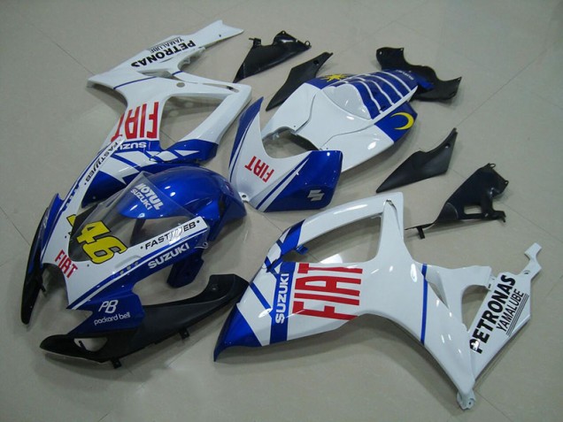 Branco Azul Fiat 46 Carenagem Moto Suzuki GSXR 750 K6 06-07 Branco Azul Fiat 46 Carenagem Moto Suzuki GSXR 750 K6 06-07