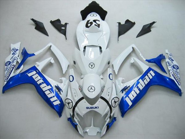 Branco Azul Jordan Carenagem Moto Suzuki GSXR 600 K6 06-07 Branco Azul Jordan Carenagem Moto Suzuki GSXR 600 K6 06-07