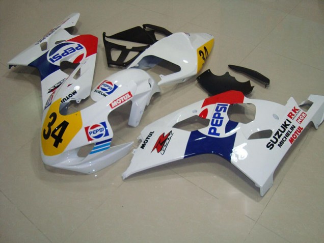 Branco Azul Pepsi 34 Carenagem Moto Suzuki GSXR 750 K4 04-05 Branco Azul Pepsi 34 Carenagem Moto Suzuki GSXR 750 K4 04-05