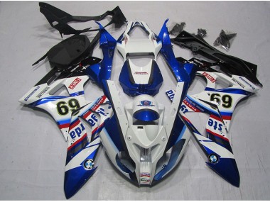 Branco Azul Sterilgarda 69 Carenagem Moto BMW S1000RR 09-14