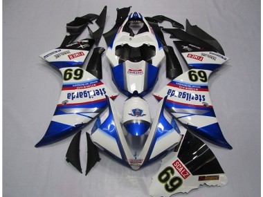 Branco Azul Sterilgarda SCALZ 69 Carenagem Moto Yamaha R1 09-11