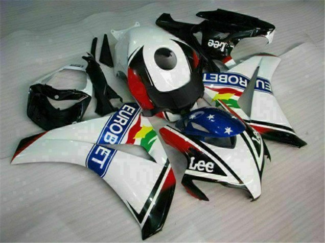 Branco Azul Vermelho Eurobet Lee Carenagem Moto Honda CBR 1000RR 08-11 Branco Azul Vermelho Eurobet Lee Carenagem Moto Honda CBR 1000RR 08-11