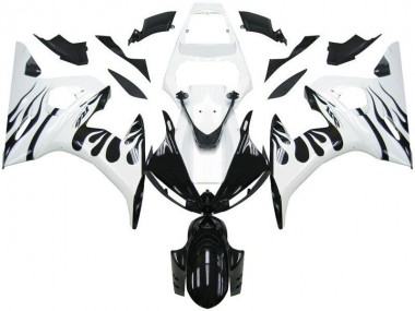 Branco Chama Preto Carenagem Moto Yamaha R6 03-05